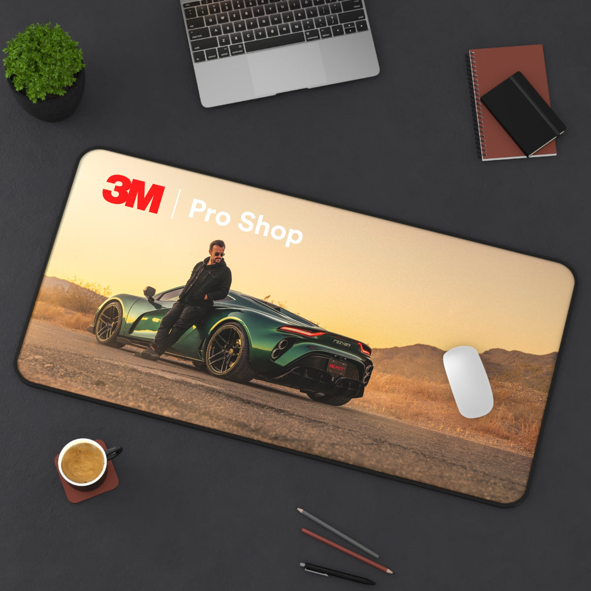 Green Supercar Roadscape Desk Mat | 3M Pro Shop
