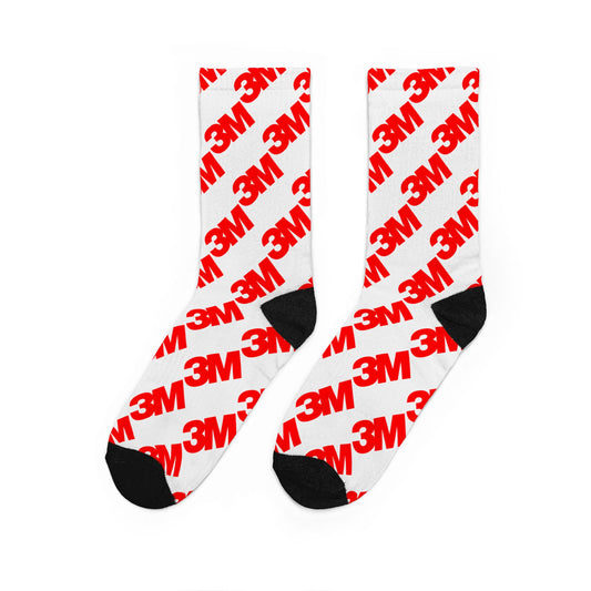 3M Logo Pattern Crew Socks | Printed Logo Socks